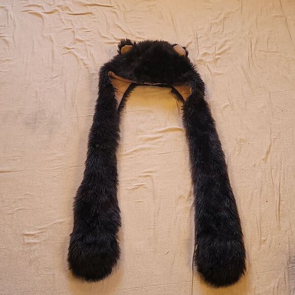 Joe Boxer Faux Fur Bear 🐻 Hood With Attached Mittens - Picture 1 of 10